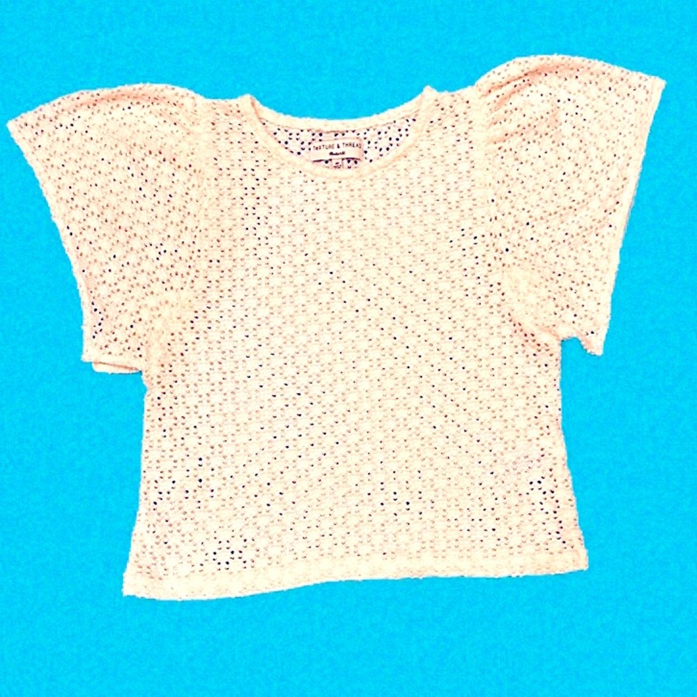 Texture & Thread Eyelet Flutter-Sleeve Top Xs - image 2